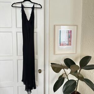 Black Ruffle-Trim Slip Dress - Women